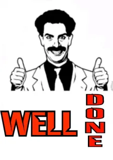 👌 Borat WELL DONE pouce levé, borat, bien joué, comédie, film, drôle telegram sticker
