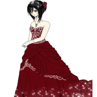 👗 Mikasa Ackerman Attack on Titan anime, manga, fanart, jurk, avondjurk, personage, Mikasa, Attack on Titan telegram sticker