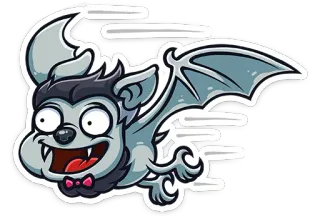 🦇 murciélago, vampiro, dibujos animados, pegatina, volando, pajarita, halloween telegram sticker