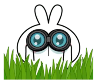 📗 Hase, Fernglas, Gras, schauen, Cartoon, Tier whatsapp sticker