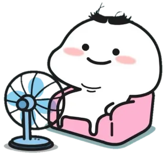 😌 Cartoon, Fan, Ontspannend, Schattig, Kawaii telegram sticker