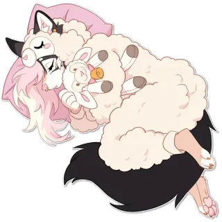 💤 Koyori Hololive hakui koyori, hololive, anime girl, sheep, cute, sleeping, plushie, pajamas, kemonomimi, chibi whatsapp sticker