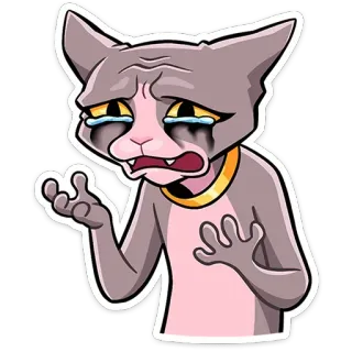 😭 แมว, ร้องไห้, เศร้า, อารมณ์, การ์ตูน, สัตว์, สติกเกอร์ telegram sticker