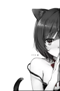💬 chica gato, anime, orejas, lindo, lazo rojo, susurro, secreto telegram sticker