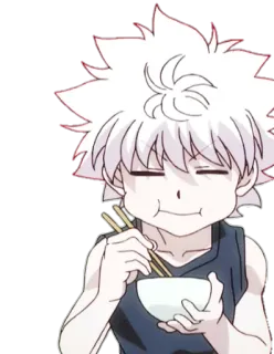 🍽 Killua アニメ, キルア, 食べる, 可愛い, ハンターハンター, キャラクター telegram sticker