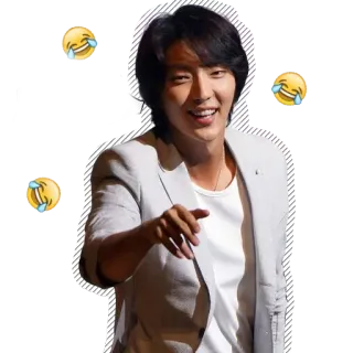 🤣 อิโมจิหัวเราะ, ชี้, ผู้ชาย, ยิ้ม, มีความสุข, คน whatsapp sticker
