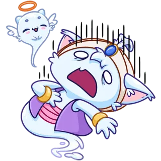 😵 Katze, Geist, verängstigt, Cartoon, Sticker, Anime telegram sticker