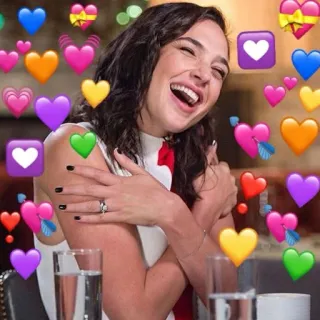 😍 Gal Gadot heart emojis, laughing, woman, actress, love, hearts telegram sticker