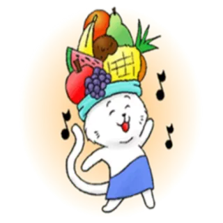 💃 chat, fruit, dessin animé, animal, mignon, autocollant telegram sticker