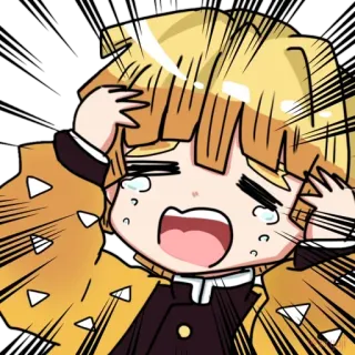 😩 Zenitsu Agatsuma Demon Slayer Anime, Zenitsu, Demon Slayer, Dibujos animados, Llorar, Emoción telegram sticker
