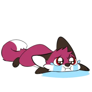 😭 triste, piangere, volpe, cartone animato, lacrime, emozione whatsapp sticker