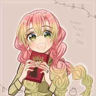 💕 happy Pocky day 2020 anime, pocky, kawaii, cute, food, manga, girl, drawing telegram sticker