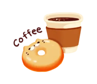 ☕ โดนัท, กาแฟ, เครื่องดื่ม, อาหาร, ของว่าง, หวาน whatsapp sticker