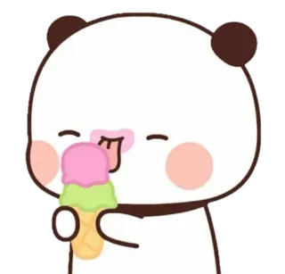 🐻 Panda, Gelato, Carino, Kawaii, Dessert, Cibo, Cartone animato telegram sticker