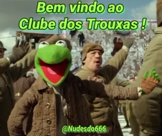 👊 Kermit Bem vindo ao Clube dos Trouxas! Kermit the Frog, Muppets, welcome, club, idiots, trouxas telegram sticker
