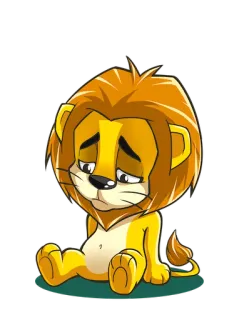 ☹ лев, грустный, мультик, животное, милый, львенок, сидит telegram sticker