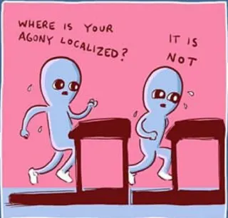 😖 WHERE IS YOUR AGONY LOCALIZED? IT IS NOT 宇宙人, ランニングマシン, 運動, 面白い, 漫画 telegram sticker