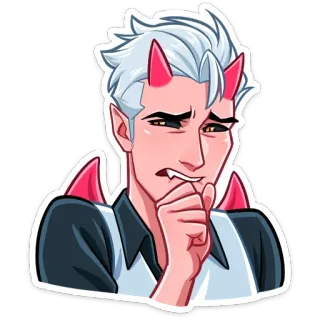 😅 démon, diable, cornes, dessin animé, émotion, nerveux, personnage, autocollant whatsapp sticker