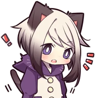 😟 chat, animé, kawaii, mignon, fille, autocollant whatsapp sticker