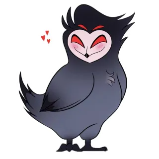 😊 Stolas Helluva Boss burung hantu, lucu, kartun, iblis, cinta telegram sticker