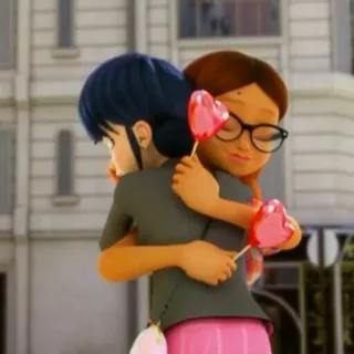 ❤ abrazo, amistad, amor, chupetín, dibujos animados, chicas telegram sticker