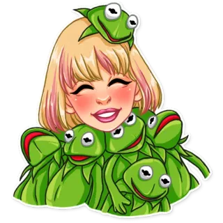 😊 Kermit phụ nữ, Kermit, ếch, phim hoạt hình, Muppet telegram sticker