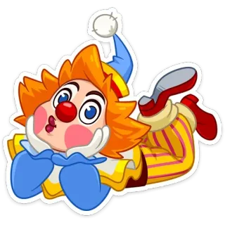 😘 clown, dessin animé, bouffon, drôle, personnage, divertissement whatsapp sticker