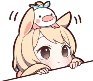 😶 可爱, 动漫, Q版, 卡哇伊, 卡通, 女孩 telegram sticker