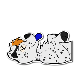 😵 Мультфильм, Мертвый, Собака, Пятна, Лежит telegram sticker