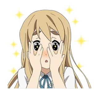 🔹 аниме девушка, милая, блестки, застенчивая, смущенная, K-On whatsapp sticker