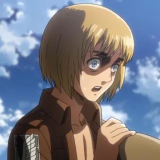 🌟 Armin Arlert Attack on Titan anime, Ataque dos Titãs, Armin Arlert, mangá, assustado, militar, personagem telegram sticker