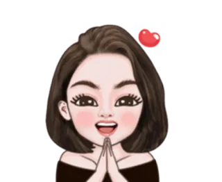 👩 Мультфильм, Милый, Женщина, Сердце, Анимированный telegram sticker