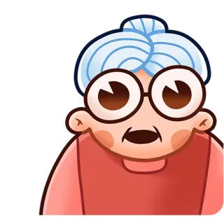 😮 nonna, vecchia, anziana, cartone animato, occhiali, personaggio, donna whatsapp sticker