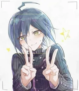 🌟 Shuichi Saihara Danganronpa V3: Killing Harmony Anime, Personaje, Signo de la paz, Lindo, Shuichi Saihara, Danganronpa, Danganronpa V3 telegram sticker
