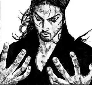 ⚔ Miyamoto Musashi Vagabond Manga, Samurái, Espadachín, Histórico, Guerrero whatsapp sticker