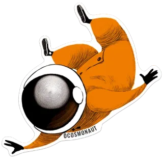 🦅 OCOSMONAUT astronaut, cosmonaut, space, orange, eye, helmet whatsapp sticker