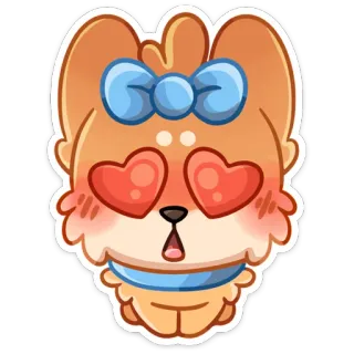 😍 kartun, anjing, anak anjing, imut, binatang, mata hati, cinta whatsapp sticker