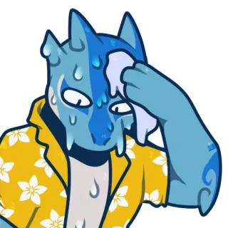 🌊 schwitzend, erschöpft, fell, ängstlich, heiß, Hawaiihemd, nervös whatsapp sticker