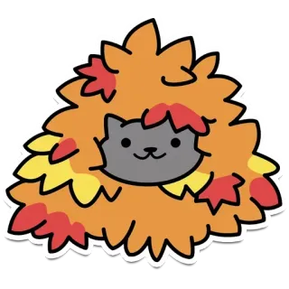 🙄 кот, осень, осень, листья, милый, животное, котенок whatsapp sticker