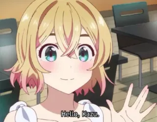 👋 Hello, Kazu. anime, greeting, hello, friendly whatsapp sticker