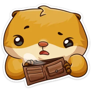 💵 otter, portemonnaie, leer, traurig, cartoon, tier, süß telegram sticker