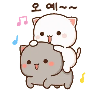 💬 오 예~~ кот, милый, мультфильм, каваи, животные, музыка whatsapp sticker