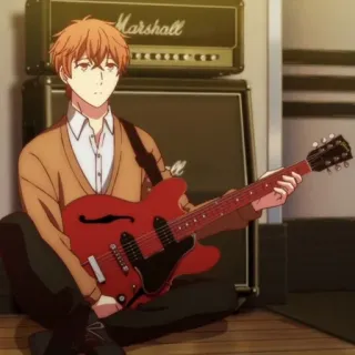 🍌 Anime, Gitarre, Musik, Junge, Porträt, Cartoon telegram sticker