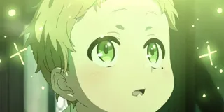 😟 Anime, Bambino, Occhi verdi, Scintillio, Bebè, Carino telegram sticker