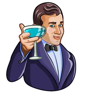 🍸 ชนแก้ว, ฉลอง, ผู้ชาย, สูท, ค็อกเทล, ปาร์ตี้, ขนมปังปิ้ง whatsapp sticker