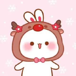 🍼 conejo, reno, lindo, Navidad, fiesta, dibujos animados telegram sticker