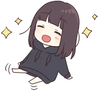 ✨ Chica anime, Brillo, Lindo, Chibi, Saltando, Sudadera con capucha telegram sticker