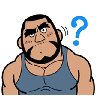 😟 homem, ponto de interrogação, expressão, desenho animado, pensando, confuso telegram sticker