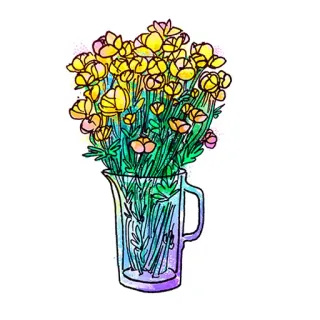 ☺️ flowers, watercolor, floral, bouquet, vase telegram sticker