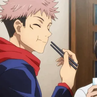 🍷 Yuji Itadori Jujutsu Kaisen Anime, Jujutsu Kaisen, Essen, Essstäbchen, Yuji Itadori whatsapp sticker